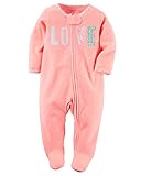 カーターズ ロンパース carter's 女の子用蛍光ミルキーピンクドットLOVEフリース足つきカバーオール (9months(67-72cm)) [並行輸入品]