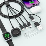 【2025新登場】充電ケーブル 4in2 充電コード 4インチ2 アップルウォッチ 充電ケーブル 急速充電 USB Type-C/lightning*2/A-pple Watch 1本4役 ４台同時充電 Apple Watch 充電コード iPhone/Apple Watch Series 1/2/3/4/5/6/7/8/9/10/Ultra/SE 各種対応 - 2M ブラック