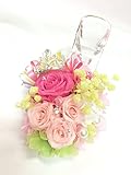 【プリザーブドフラワー／本当のガラスの靴シリーズ】シンデレラのガラスの靴とピンクの薔薇とティアラのささやき【包装リボンラッピング付き 送料無料】