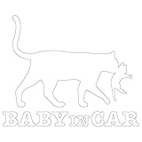 Sticker Shop Haru BABY IN CAR 猫の親子 白