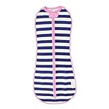 Woombie Original Baby Swaddle, Navy Stripe Girl, Big Baby 14-19 Lbs by Woombie [並行輸入品]