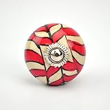 Ornate red floral Ceramic knobs for cabinets & cupboards - hand painted pulls