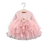 ベビー服 子供服 女の子ワンピース Pojour 長袖ドレス 可愛いチュールワンピース 秋冬 オシャレ 通園 発表会 旅行 記念日 プレゼント ピンク