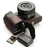 [恵＼イーサン] TP Original SONY α6400/α6100 専用 オープナブルタイプ ハンドメイド本革 ボディケース 互換 電池交換便利 底面開閉 ハンドメイド本革ハーフカメラケースバッグカバー (褐色)