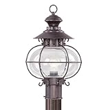 Livex Lighting 2224-07 Outdoor Post with Hand Blown Clear Glass Shades, Bronze [並行輸入品]