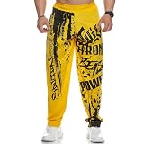 [HERLNY] トレーニングパンツ ジム スポーツ ジョガーパンツ フィットネス メンズ カジュアルパンツ ストレッチ 通気 速乾 ゆったり ストリート ヒップホップ プリントパンツ 春夏イエローL