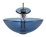Aurora洗面台g01-ocean-orb-vバスルームアンサンブルwith Pop Up Drain海、ガラス、シンク、リングと滝蛇口オイルはブロンズ