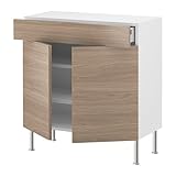 IKEA(イケア) FAKTUM ソフィエルンド ライトグレー 80x37 cm 39906172 ベースキャビネット/ 棚板/引き出し/扉2枚付、ソフィエルンド ライトグレー