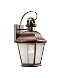 Kichler Lighting 9708OZ Mount Vernon 1-Light Outdoor Wall Mount Lantern, Olde Bronze with Etched See