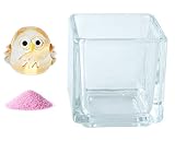 花市場直送便 ミニチュアガラス 特大金箔フクロウ & カラーサンド ラベンダー & 植え込み用グラス ニューブロックS