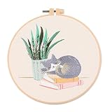 CXINCFBFUSH 1セット刺繍キット 刺繍キット 手作り DIY刺繍 クロスステッチ プリント綿布*1、刺繍糸*1、刺繍針*2、チュートリアル図面 紙*1、竹のような刺繍包帯*1