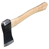 Ludell 12105 Hickory Wood Handle Camp Axe, Polished and Sharpened Blade, Single Bit, 1.5lb, 12" Hand