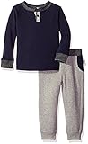 Splendid Little Boys' Toddler Long Sleeve Sweater Top with Pant Set Navy 4T [並行輸入品]
