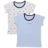 ボーイズ|ベビー|下着[babys dream]綿１００％ 肌着半袖丸首シャツ２枚組|星柄|フライスシャツ|インナー|柄違いシャツ２枚組|男の子 95cm サックス-ホワイト