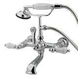 Kingston Brass CC554T1 Vintage Leg Tub Filler with Hand Shower and Straight Arm, Porcelain Lever Han