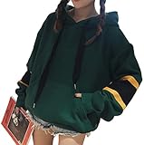【Smile LaLa】 レディース パーカー スポーツ 春 秋 冬 長袖 カジュアル ゆったり プルオーバー フード 付き 裏起毛 スウェット (M, グリーン)