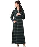 Angeliebe エンジェリーベ 産後 ワンピース 授乳服 ふんわり 裏起毛 フード 付き ロング ワンピ 産後用 ママ パーカー フリー ネイビー × グリーン