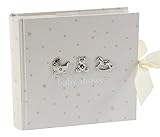 Neutral Colored Baby Shower Photo Album With 3D Silver Icons By Haysom Interiors by Haysom Interiors