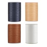蝋引き糸 ワックスコード レザークラフト 手縫い糸 大容量 0.35 / 0.45 / 0.55mm ほつれない (ブラウン・ベージュ・ブラック・白, 0.35㎜)