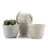 T4U 5 インチ プラスチック植木鉢 ラウンド 多肉植物 サボテン鉢 フラワーポット プランター容器 白 4個入り