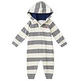 ポロ ラルフ ローレン　フード付きカバーオール　ボーダー　男の子　長袖　ロンパース　【320617043003】　Polo Ralph Lauren（サイズ：12m、カラー：Essex cream/C