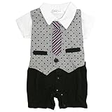 ベビー フォーマル ロンパース 男の子 ベスト型スタイ付き 半袖 カバーオール ギフト グレー 70cm