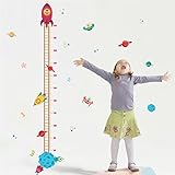 suyunyuan DIY Outerスペースロケット惑星パイロットホームデカール高さ測定ウォールステッカー子供部屋ベビーNursery Growth Chart男の子のギフト