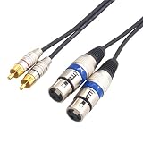 オーディオファン XLR (メス) - RCA 金メッキ (オス) 変換ケーブル オーディオ ミキサー マイクケーブル キャノン ジャック 端子 ケーブルの長さ (100cm 端子含む)