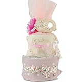 すまいる おむつケーキ ＜ さくら ＞ 2段 出産祝い ( オムツ パンパース M ) オーガニックコットン タオル ( わんこ )