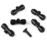 VERY100 　噴霧冷却システム散水用具　 1/4" ホース対応　ネジ10/24　ミストノズルとコネクターキット　取付簡単 DIY (5ノズルティー+1プラグ)