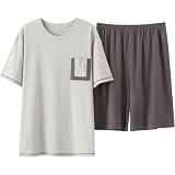 [Smomo] パジャマ メンズ 夏 綿100 2点セット ルームウェア 半袖 Tシャツ ハーフパンツ 部屋着 ゆったり 肌に優しい 薄手 快適 涼感 [並行輸入品]