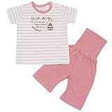 【綿100％】2016年 夏物 UZULAND ウズランド ボーダー Ｔ型 半袖パジャマ 腹巻付き７分丈パンツ ピンク◇80cm
