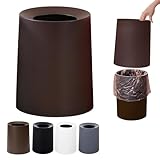 ゴミ箱 おしゃれ ゴミ袋が見えない 丸型 ビニール袋隠す 8L/12L シンプル リビング キッチン 洗面所 オフィス ごみ箱 ごみばこ フタなし ルクレール 2重構造 フタなしゴミ箱 (ブラウン, 8L)