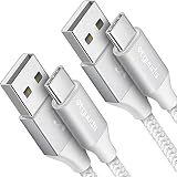 USB Type C ケーブル 白【0.5m/短い 2本】タイプc ケーブル 50cm 急速充電 QC3.0 高速データ転送 USB C コード高耐久ナイロン FireHD 8 10 Plus FireMax11、Galaxy S10 S9 A20 A21、Xperia、Xiaomi、Switch, その他Android Type-C機器対応