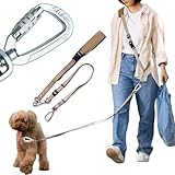 ショルダーリード 【安心のロック式軽量カラビナ仕様】 リード 犬 中型犬 小型犬 ショルダー 反射糸 散歩 両手が使える (S, 蛍光イエロー)