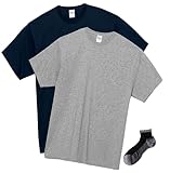 [プリントスター] 綿 厚手Tシャツ 2枚組 Sportsソックスセット 杢グレー/ネイビー 2XL