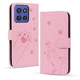 Mldjomid 用の Motorola Moto G66j 5G/Moto G66y 5G/Moto G56 5G ケース 手帳型 モトg66j5g スマホケース 携帯カバー 財布型 モトg66y5g ケース手帳型 case 幸せな子猫 モトg565g 携帯ケース PUレザー 人気 上質 シンプル かわいい 猫の足模様 マグネット式 カード収納 スタンド機能 軽量 耐衝撃 (ピンク)