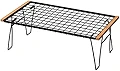 FIELDOOR 折りたたみ メッシュラック 木製ハンドル付き スタッキング可能 耐荷重30kg 幅60cm 耐熱 スチール製 焚き火 薪ラック クーラーボックススタンド ソロキャンプ バーベキュー 省スペース