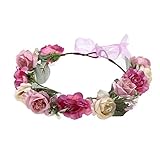 Domybest子供　花冠　フラワーヘアバンド　ヘッドドレス ヘアアクセサリー　結婚式　ブライダル　子供用　髪飾り 女の子 　キッズ 髪飾り 花かんむり ウェディング フラワー ヘッド　5色選べる (