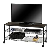 ルミナス メタルラック TV台 3段 幅110cm ノワールシリーズ ブラック 幅111×奥行41×高さ52cm キャスター付属 ポール径25mm NO1152-3