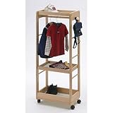 KDH-1540NA（ナチュラル）【 ハンガーシェルフ 】収納棚３段!!収納力抜群です。【天然木】お片付けに便利!!【 naKIDS シリーズ】