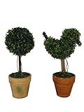 MedianField 【 トピアリー ボール 2個 セット 】 人工観葉植物 フェイクグリーン 造花 インテリア おしゃれ ミニ フェイク グリーン (鳥 丸)