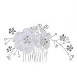 Seliyi 花嫁 髪飾り 髪チャーム クリップ クリスタル/ラインス トーン真珠装飾