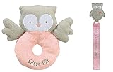 Cutie Pie Plush Owl Rattle and Pacifier Clip [並行輸入品]
