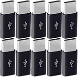 USB MicroB→TYPE-C変換アダプター、マイクロB→TYPE-C対応、Android/iPhone15/16対応、最大2A出力 (ブラック, 10個)