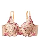 [ニッセン] ブラジャー レディース 脇高フルカップ（チューリップ柄）（日本製レース）（トリンプ）（n、FULLRE） ミルクティベージュ F80