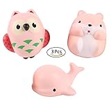 aoligeジャンボSquishy Cute Whale &フクロウ&ハムスター3個入りKawaiiクリーム香りつきVery Slow Rising Decompression Squeeze Kid