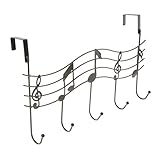 monkeyjackクリエイティブMusical Note 5-hook over theドアハンガーフックランドリーオーガナイザーラック ブラック f880ba2781babed0aa9bc0d56
