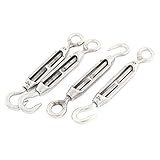 uxcell　ターンバックル　ロープボタン　フックアイ　シルバートーン　ステンレス鋼　4個