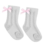 Pinfect　赤ちゃんのかわいい弓の床の靴快適な櫛の綿通気性のチューブプリンセスの靴下の子供の暖かい靴下(グレー)(M)